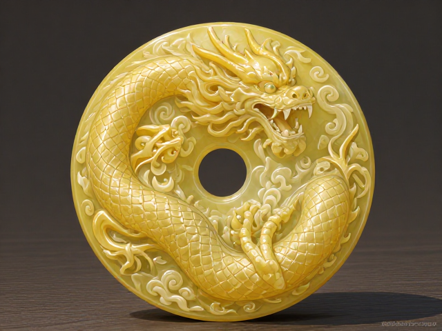黄如金龙凤纹玉佩,寓意学业有成,招财纳福