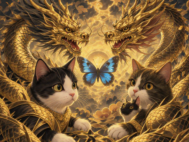 龙凤纹雷纹猫蝶图,传统吉祥纹样解析与收藏价值