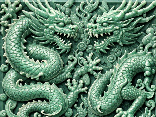 绿石纹龙凤纹阴刻工艺详解,传统美学与收藏价值解析