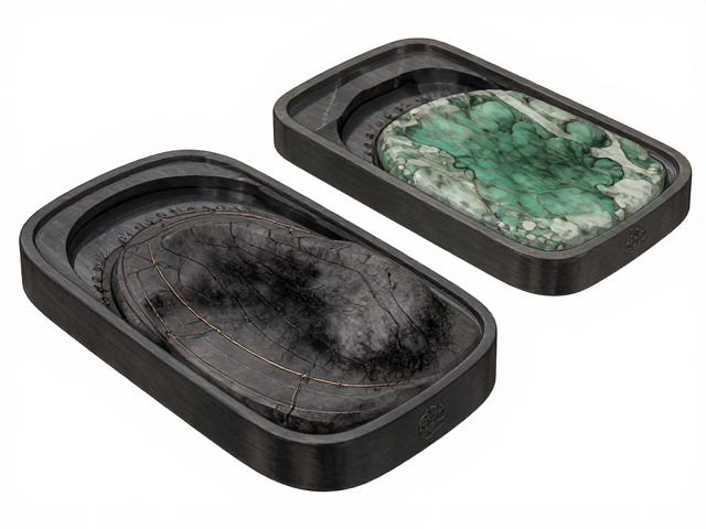 唐盛歙砚发墨细腻,对比洮河绿石,哪款文房砚台更值得收藏?