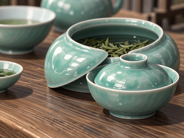 青釉茶荷瓷泥之美，挑选与鉴赏指南，品味茶道雅趣