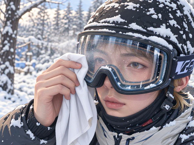 冬季户外运动雪地护眼镜防雾指南,专用防雾布擦拭法