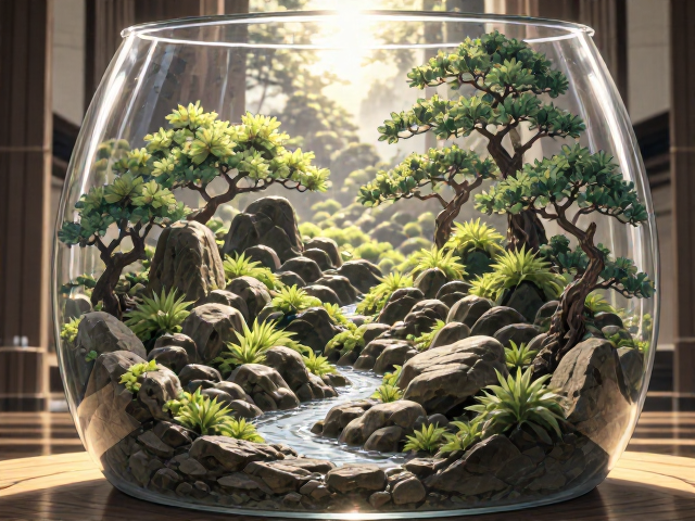 源自日本枯山水的生态瓶,如何避免直射阳光养护指南