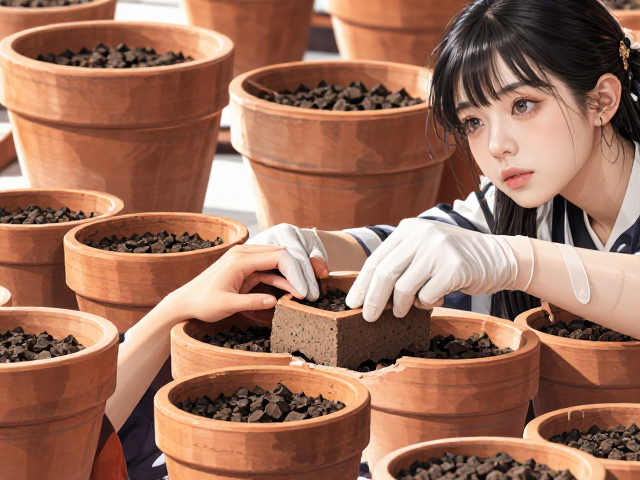 赤陶花盆搭配岩棉块,打造环保型高效种植方案