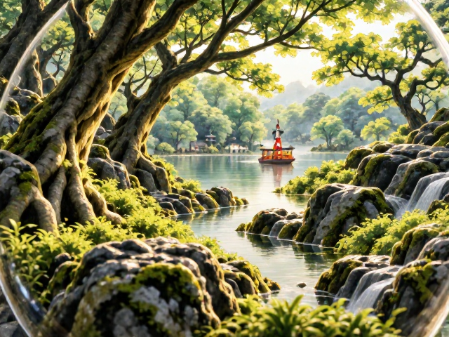 日本枯山水生态瓶,治愈系桌面摆件,打造微缩禅意空间