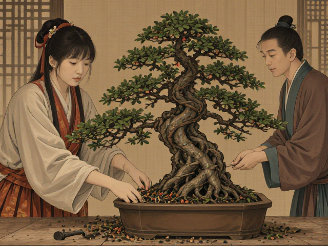 榕树盆景换盆修根指南,宋代画院审美对造型的影响