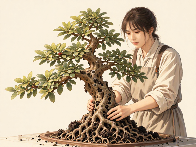 榕树盆景换盆修根技巧，养护得当意境深远