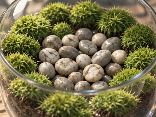 5-10mm圆形天然卵石配1-3cm极细苔藓,打造高颜值微景观瓶