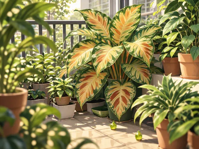 阳台绿植角怎么搭？彩叶竹芋叶色丰富，打造高颜值治愈系角落