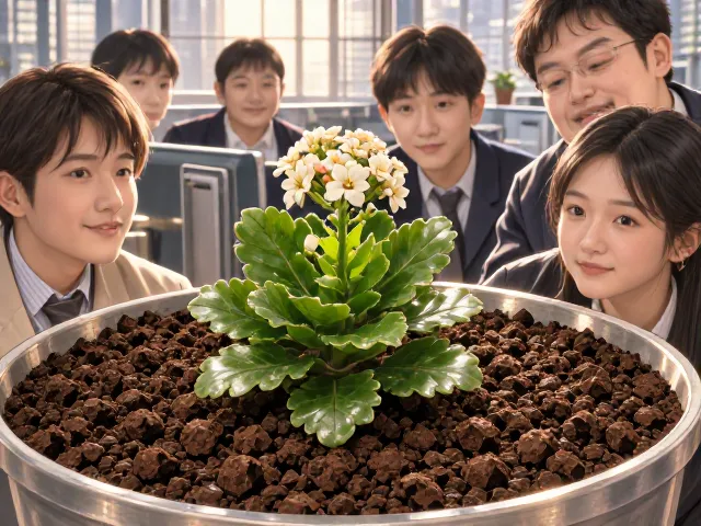 办公室养长寿花,配肥沃有机质土,叶片油绿花期长