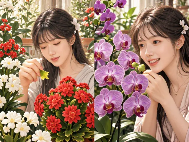 长寿花摘叶促花技巧与蝴蝶兰养护对比，让花开爆盆