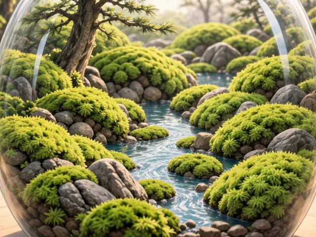 源自日本枯山水的生态瓶，用苔藓打造地钱微景观