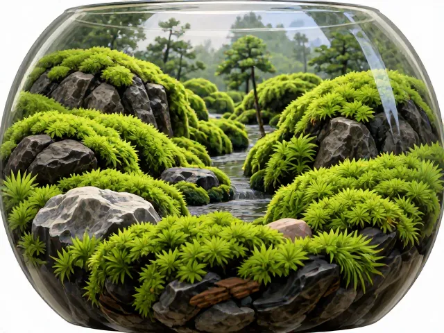 源自日本枯山水的生态瓶，用苔藓打造地钱微景观