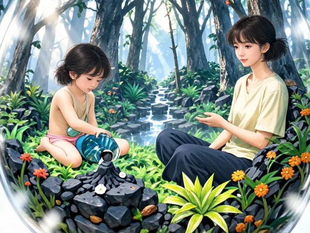 火山石打造森林秘境生态瓶,新手避坑指南与养护技巧