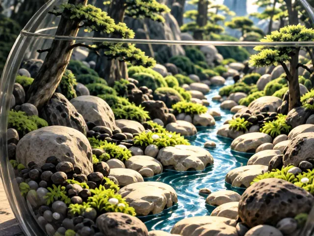 源自日本枯山水的生态瓶,通风透气设计打造微型自然景观