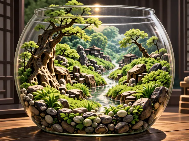 源自日本枯山水的生态瓶,通风透气设计打造微型自然景观