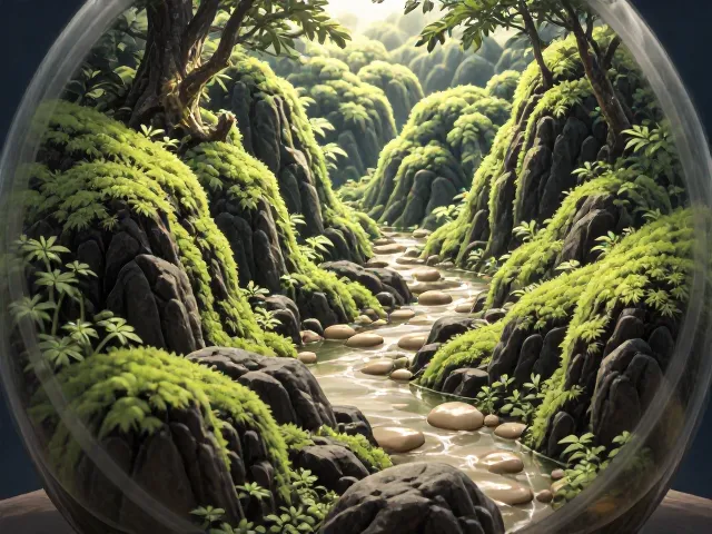 源自日本枯山水的生态瓶,通风透气设计打造微型自然景观