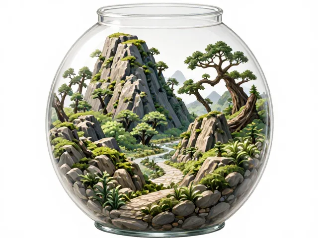 源自日本枯山水的生态瓶,通风透气设计打造微型自然景观