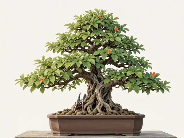 榕树盆景修剪指南，叶剪枝剪搭配，藤本凌霄薜荔造型技巧
