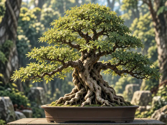 榕树盆景多干式与丛林式，如何做到盆树相称？