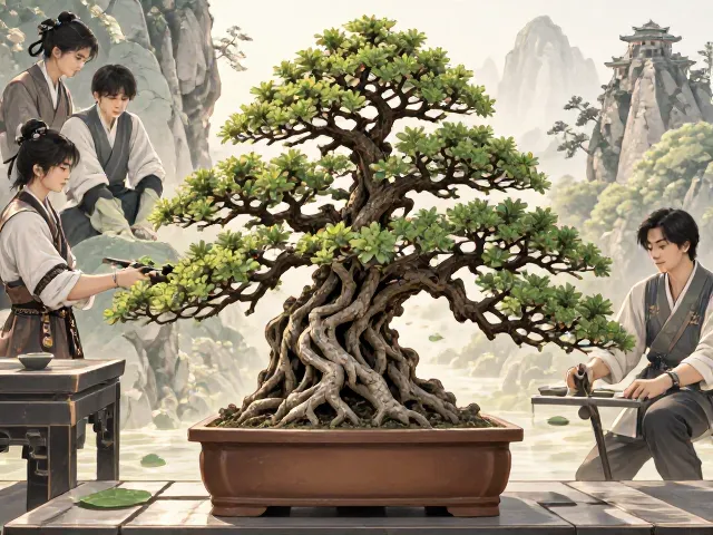 明清流派纷呈!榕树盆景以植物山石造景,打造极致自然意境