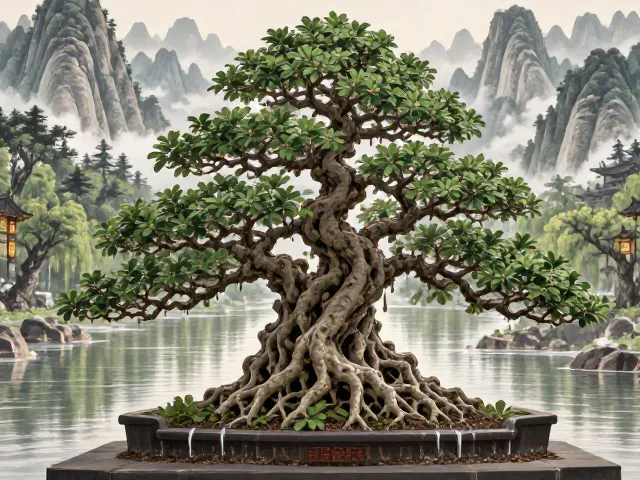 苏派巧云榕树盆景与山水盆景的意境融合与养护技巧
