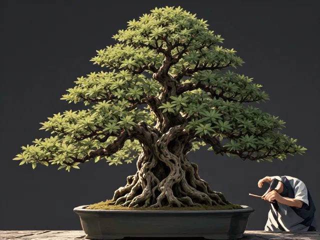 榕树盆景制作,借鉴日本盆栽以植物山石造景的艺术