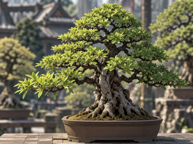榕树盆景制作,借鉴日本盆栽以植物山石造景的艺术