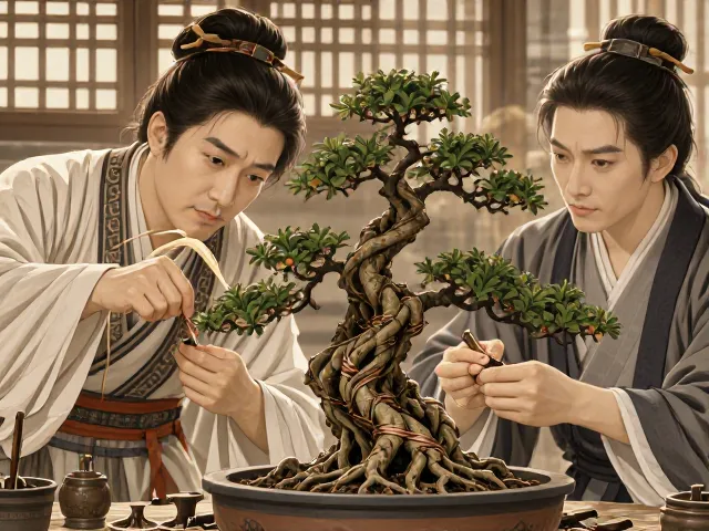 榕树盆景蟠扎用铝线还是铜线?受宋代画院影响技法解析