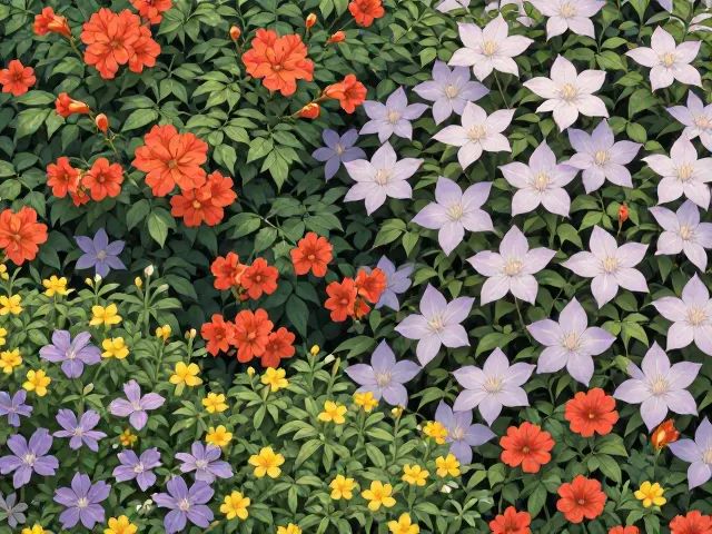 铁线莲配凌霄花,打造低维护花境边缘覆盖,四季有花看