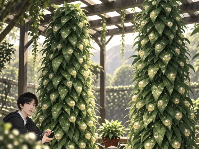 珍珠吊兰徒长怎么办？庭院凉棚下这样养，株型饱满不黑腐