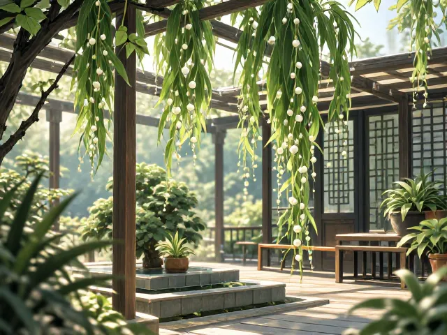 珍珠吊兰徒长怎么办？庭院凉棚下这样养，株型饱满不黑腐
