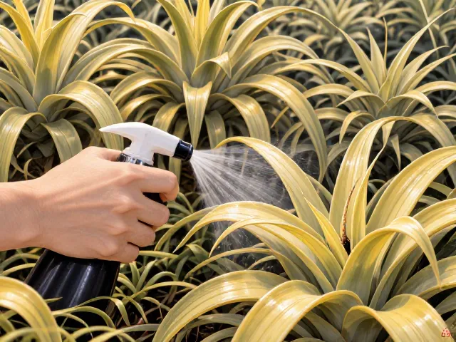 空气凤梨叶片发黄?多菌灵喷洒急救,观察状态防烂心