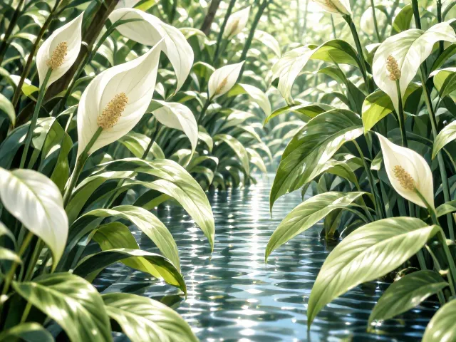 白鹤芋组景设计，避免过度浇水，打造高颜值水培景观
