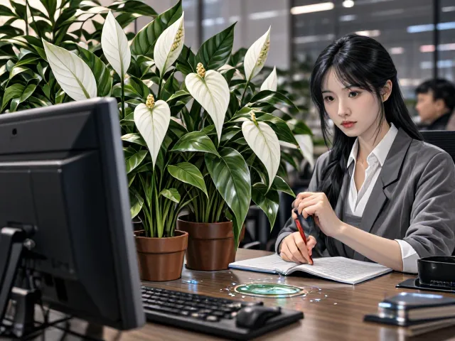 白鹤芋办公室桌面养护，忌高温闷热，避开这3点长得旺