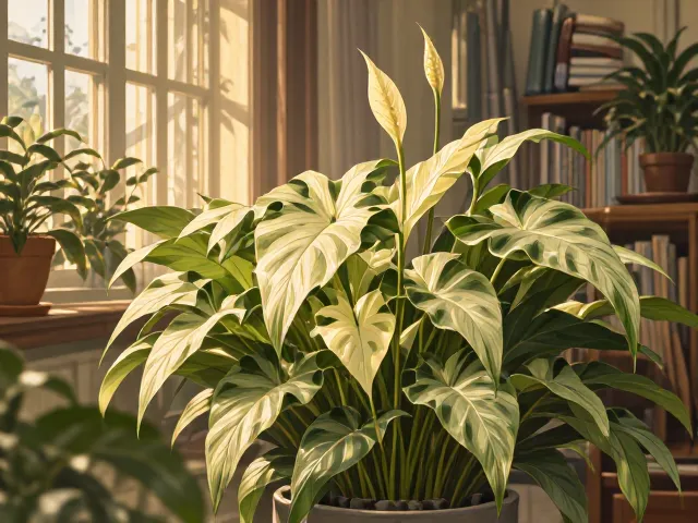 北向房间养白鹤芋，耐寒性一般，这样养护更旺盛