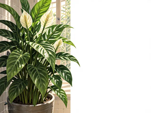 浴室绿植角首选白鹤芋，避免浓肥烧根，养出高颜值清新角落