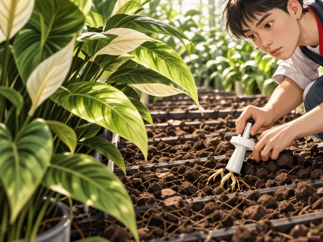 白鹤芋用多菌灵后土壤需调微酸至中性,防烂根促生长