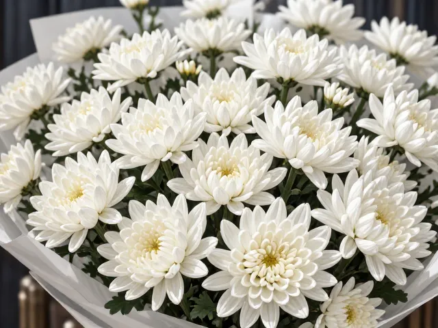 北欧简约风白菊哀悼花束,主花突出寄托深切思念