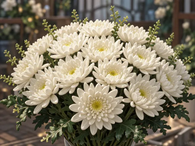 北欧简约风白菊哀悼花束,主花突出寄托深切思念