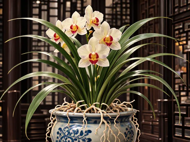 兰花配陶瓷花盆,大小比例协调指南,选对盆型更美观