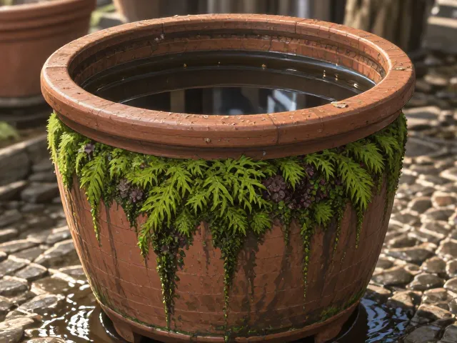 云南建水紫陶花盆防苔藓涂层技术,解决潮湿易长青苔难题