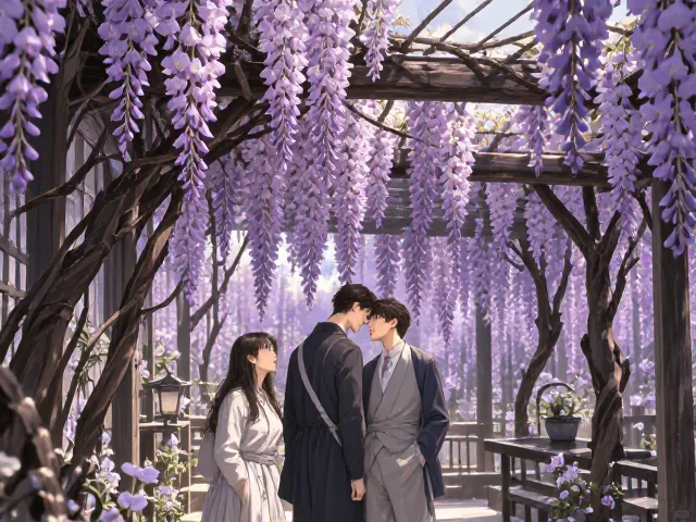 紫藤支撑引导技巧，打造浪漫庭院，让藤蔓自由生长