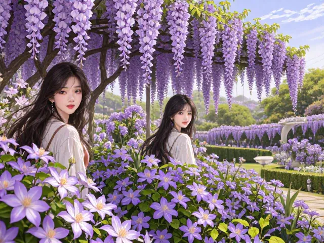 紫藤与铁线莲四季色彩搭配指南，打造高流量花园视觉盛宴