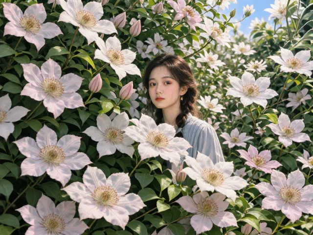 春季铁线莲盛放,寓意坚贞不渝的花语解读