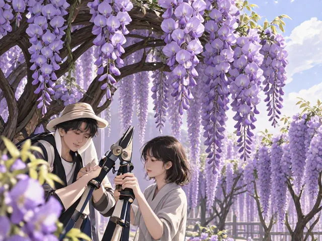 紫藤夏季繁花盛开?掌握修剪整形技巧,来年花开爆盆