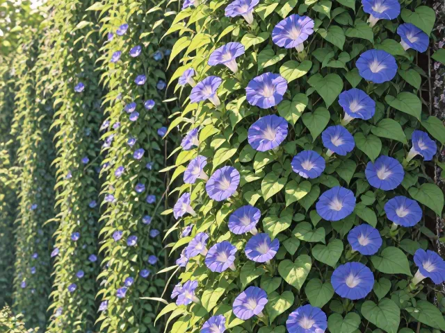 牵牛花垂直绿化墙面，轻松营造自然野趣景观