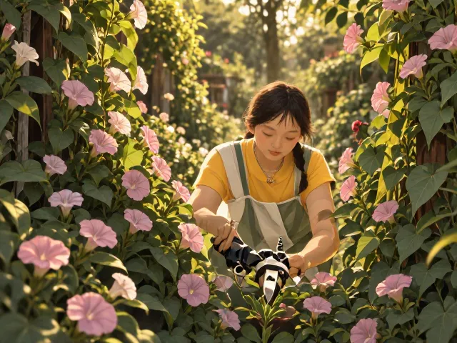 牵牛花庭院绿化带种植，定期修剪控制长势技巧