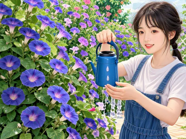 夏季牵牛花浇水技巧,搭配观花植物,打造爆盆花海