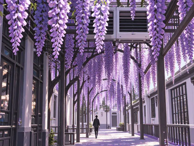 紫藤商业街区,天然遮阴降温,打造清凉网红打卡地